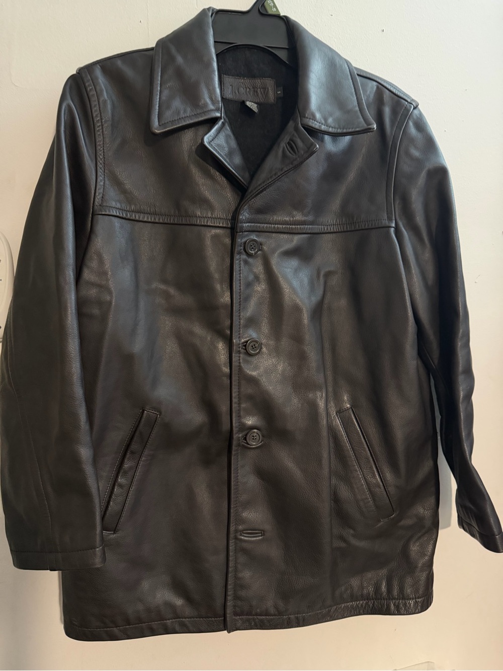 J. Crew Men's Black Leather Driving Coat Size Small